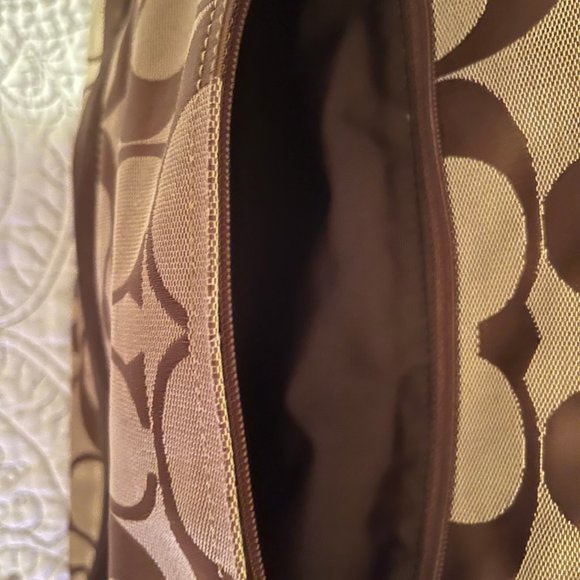 Coach F19202 Signature,  Brown & Tan Monogram Canvas Large Diaper Bag / Tote - Picture 12 of 13